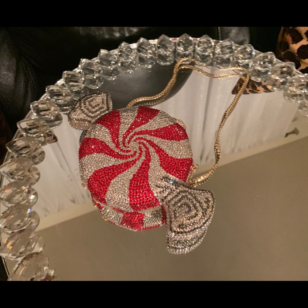 Rhinestone peppermint clutch purse